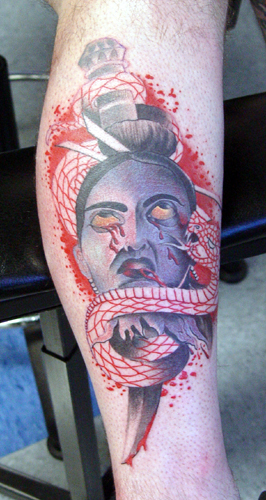 Tattoos - Severed Head tattoos - Severed,stabbed,and bitten