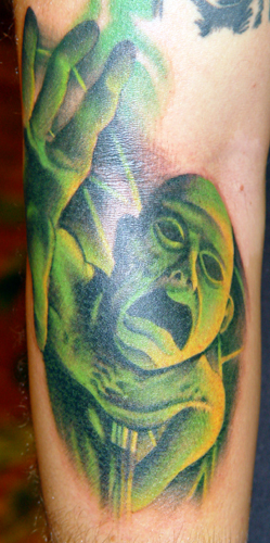 Tattoos - Movie Horror tattoos - Scary Green Guy