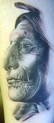 Tattoos - Ethnic Native American tattoos - Chief Wolf Robe