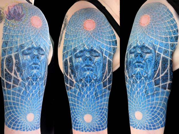Paradise Artist Retreat : Tattoos : Color : Alex Grey Inspired Half Sleeve Paradise Artist Retreat : Tattoos : Color : Alex Grey Inspired Half Sleeve