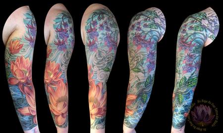 Tattoos - Color flowers sleeve tattoo - 66284