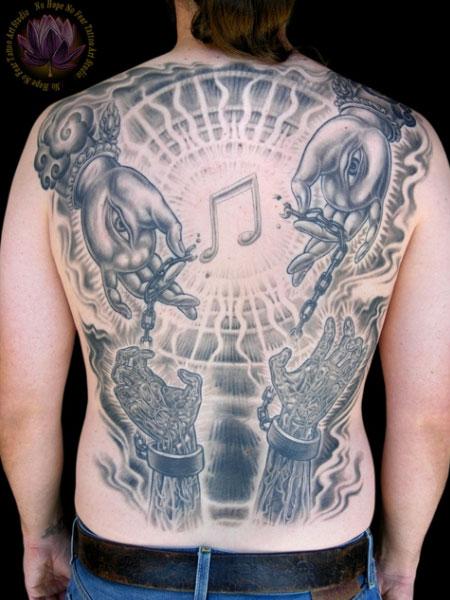Tattoos - Black and Grey back tattoo - 67942