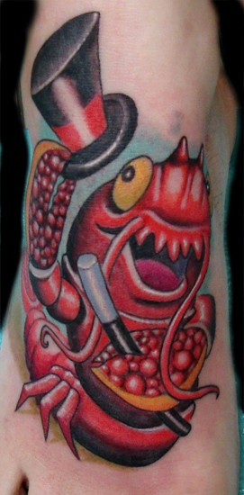 Scott Olive - Dancing Lobster Foot Tattoo