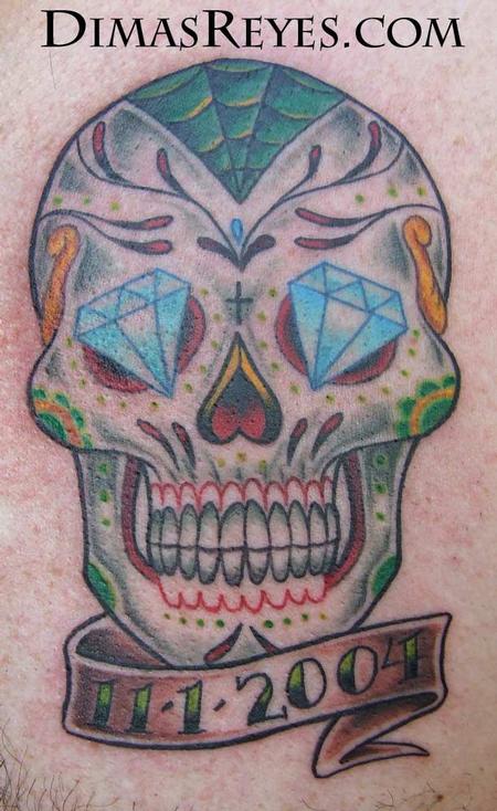 sugar skulls day of dead tattoos. Color Day of the Dead Skull