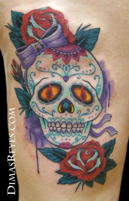 Skull with Roses Tattoo