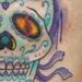 tattoo galleries/ - Traditional Color Sugar Skull with Roses Tattoo - 57876