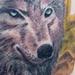 Tattoos - Wolf with Leaves Tattoo - 55569