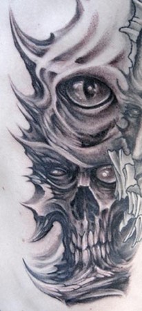 Tattoos - Jeremiah Barba - Freehand Skull Tattoo