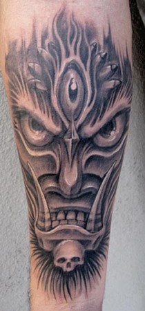 Tattoos - Jeremiah Barba - Freehand Mask Tattoo