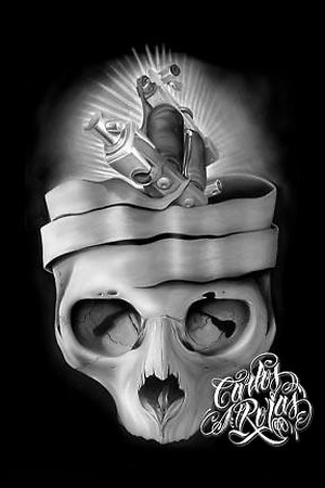 Tattoos - Machine Skull Art - 38589