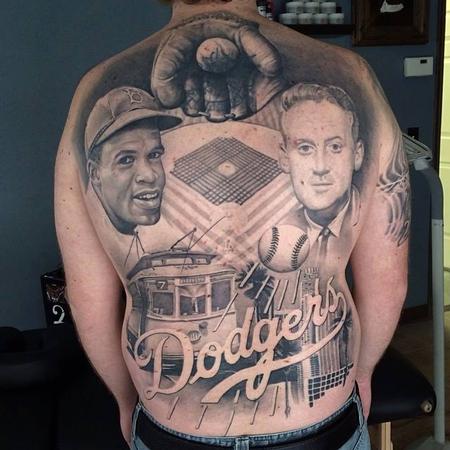 Tattoos - Dodgers Baseball Back Tattoo - 134553