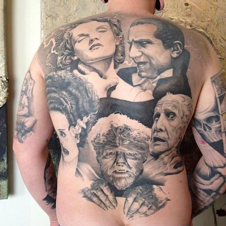 Tattoos - Classic Horror Movie Portraits Backpiece - 134556