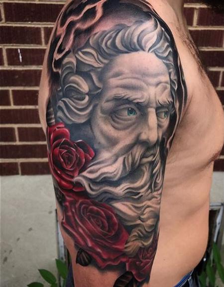 Zane Collins - Roses and Portrait Tattoo