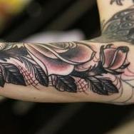 Tattoos - blackandgrey roses peacock - 80569