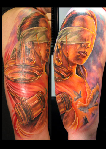 Looking for unique Paul Acker Tattoos?  Blind Justice
