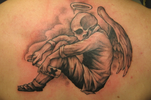 Tattoos - Fine Line tattoos - angel