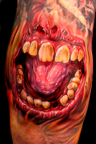 Tattoos Evil Zombie Mouth on Elbow Now viewing image' of 83 previous