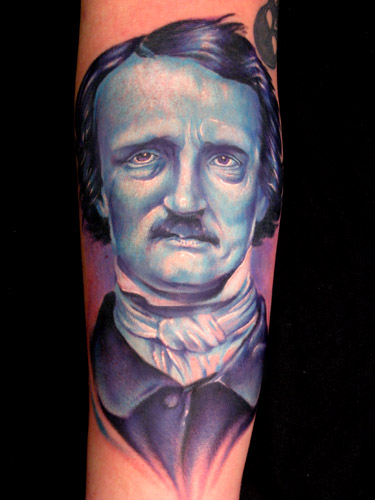 Looking for unique Paul Acker Tattoos?  Ghost of Edgar Allen Poe