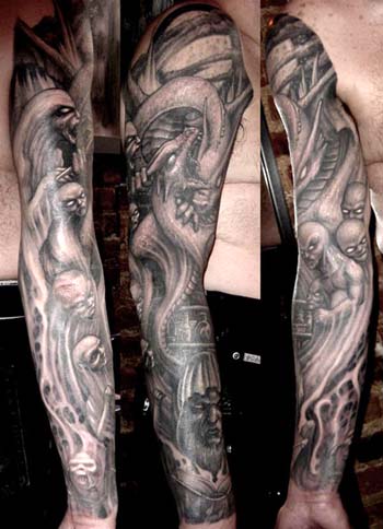 Looking for unique Paul Booth Tattoos Dragon and demons sleeve tattoo