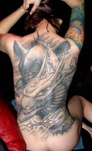 Full Back Tattoos Wings. Winged dragon full back tattoo