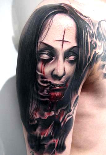 Tattoos Femine tattoos Bleeding asian female portrait tattoo