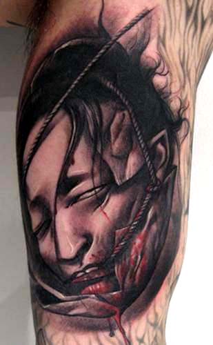 Skull Tattoo Head. Asian severed head tattoo