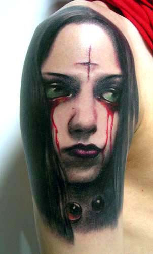 blood tattoos. crying lood tattoo