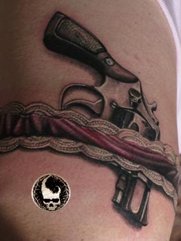 Paul Booth - Gun in garter Tattoo