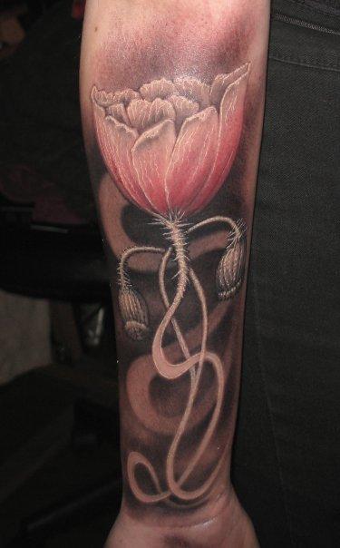 Tattoos - black and grey flower - 108503