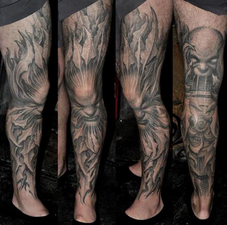 Paul Booth - Greenmail Leg Sleeve Tattoo