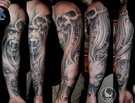 Tattoos - Bio skull demon arm sleeve - 108495