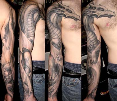 Tattoos - Sleeping winged dragon tattoo - 28936