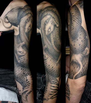 Tattoos Nature Animal Wildlife tattoos Snake eating rats tattoo sleeve