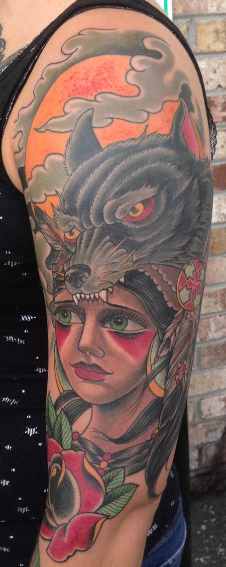 Bart Andrews - Indian girl and wolf head
