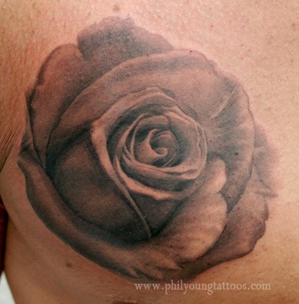 black and grey rose tattoo by phil young tattoos black and grey rose tattoo by phil young tattoos