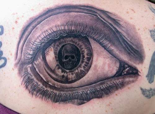 eye ball tattoo. Skull in eyeball tattoo