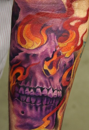 Phil Young flaming skull