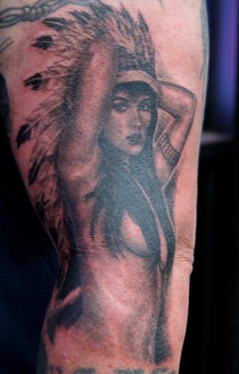 native american pin up tattoo by phil young tattoonow native american pin up tattoo by phil young tattoonow