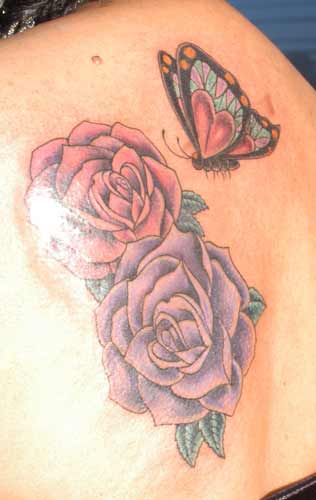 Tattoos - Femine tattoos - roses and butterfly