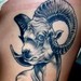 Tattoos - Black and Gray Dali Inspired Ram - 36290