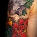 tattoo galleries/ - Japanese Inspired Bird and Flower Half Sleeve