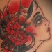 tattoo galleries/ - Traditional girl with roses - 36295