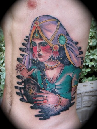 Tattoos - Kike Castillo - fortune teller pin-up tattoo