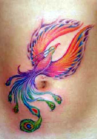 Tattoos - Dee Dee - Bird around Navel