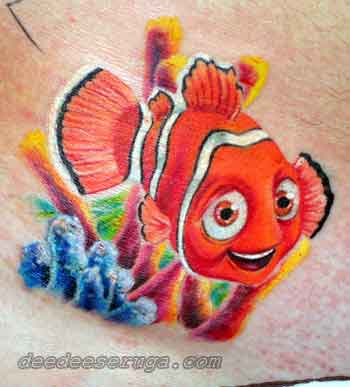 Dee Dee nemo in coral reef color tattoo