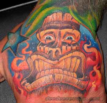 Dee Dee - tiki small color tattoo