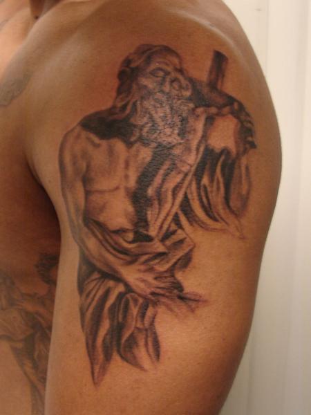 Mario Sanchez  - black and grey religious piece by Mario Sanchez