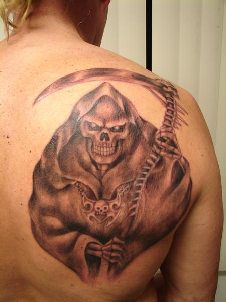 Tattoos - Mario Sanchez  - BLACK AND GREY REAPER