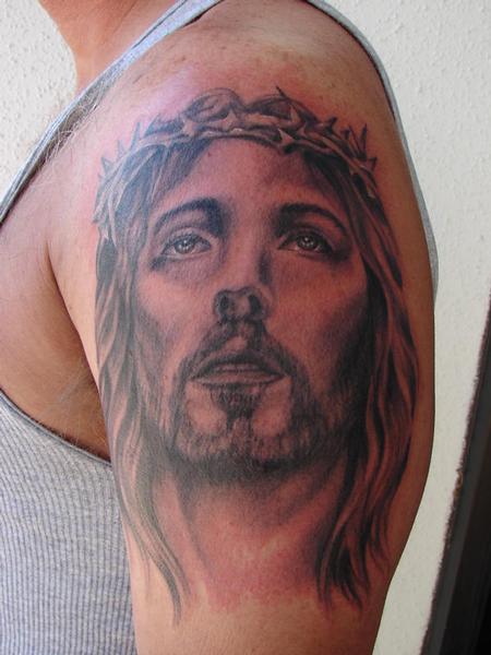 Mario Sanchez Jesus Portrait Tattoo