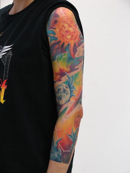 Mario Sanchez Solor System Sleeve Tattoo